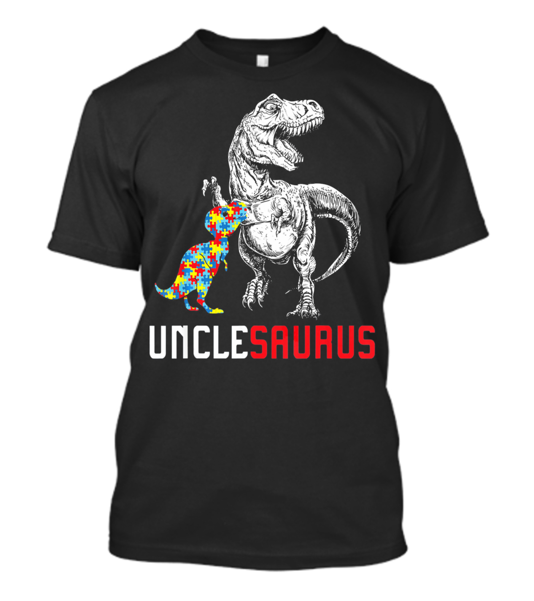 UNCLESAURUS Autism Awareness Dinosaur Puzzle T-Shirt