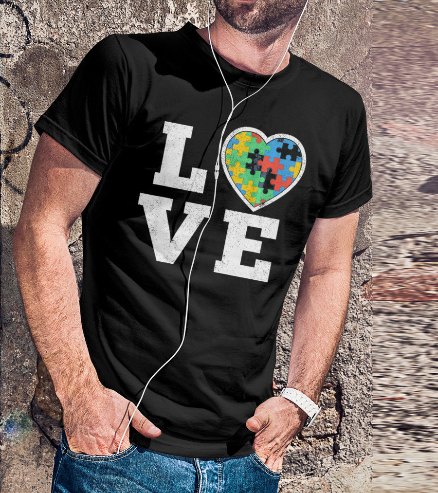 Love Puzzle Heart Autism Awareness T-Shirt