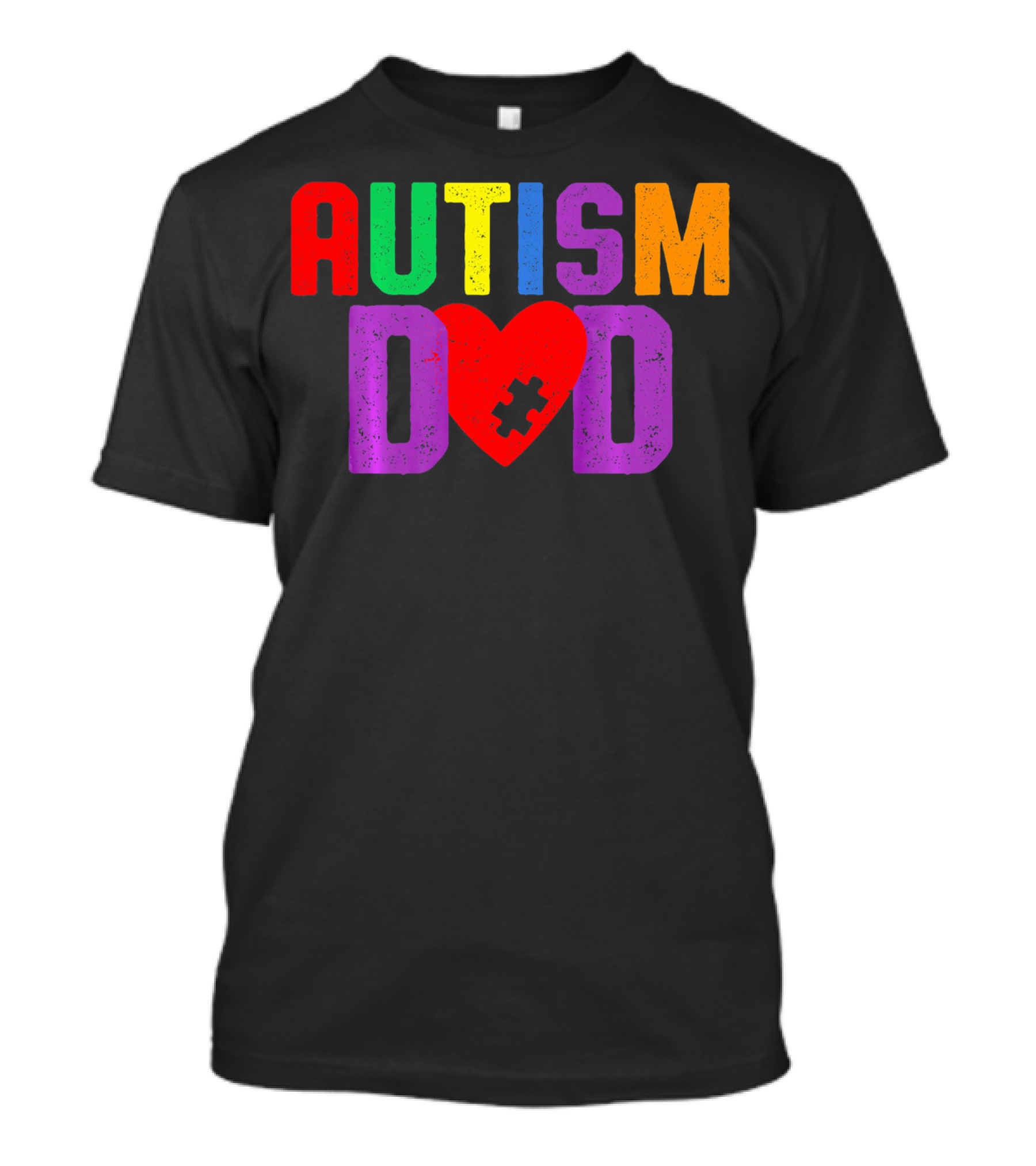 AUTISM DAD Heart Puzzle Awareness T-Shirt