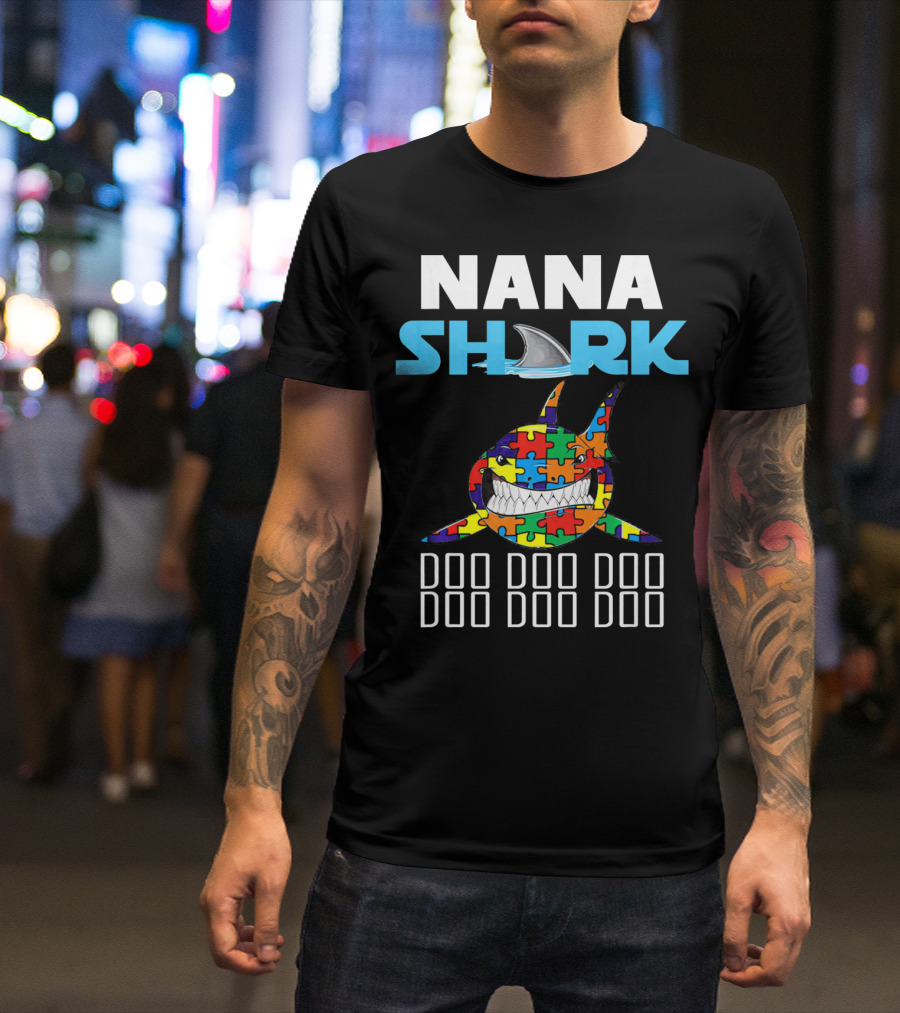 Nana Shark Autism Awareness Puzzle Doo Doo Doo T-Shirt
