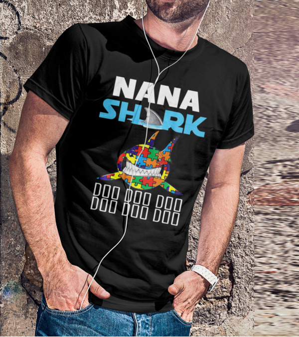 Nana Shark Autism Awareness Puzzle Doo Doo Doo T-Shirt