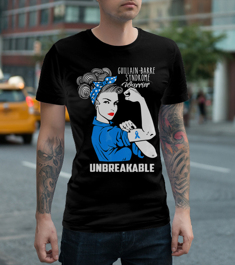 Guillain-Barre Syndrome Warrior Unbreakable Retro Strong Woman With Awareness T-Shirt