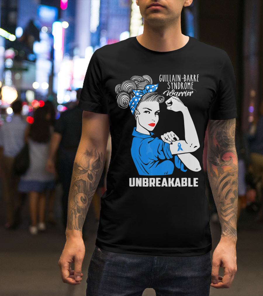 Guillain-Barre Syndrome Warrior Unbreakable Retro Strong Woman With Awareness T-Shirt