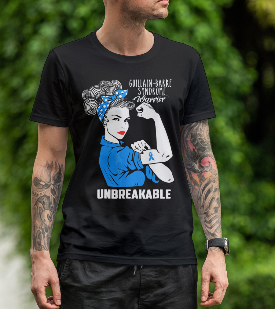 Guillain-Barre Syndrome Warrior Unbreakable Retro Strong Woman With Awareness T-Shirt