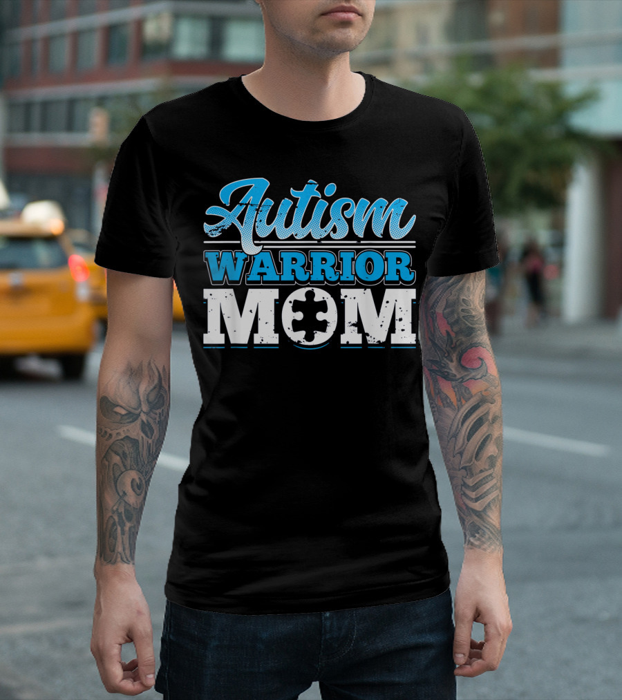 Autism Warrior Mom Awareness Puzzle Piece T-Shirt
