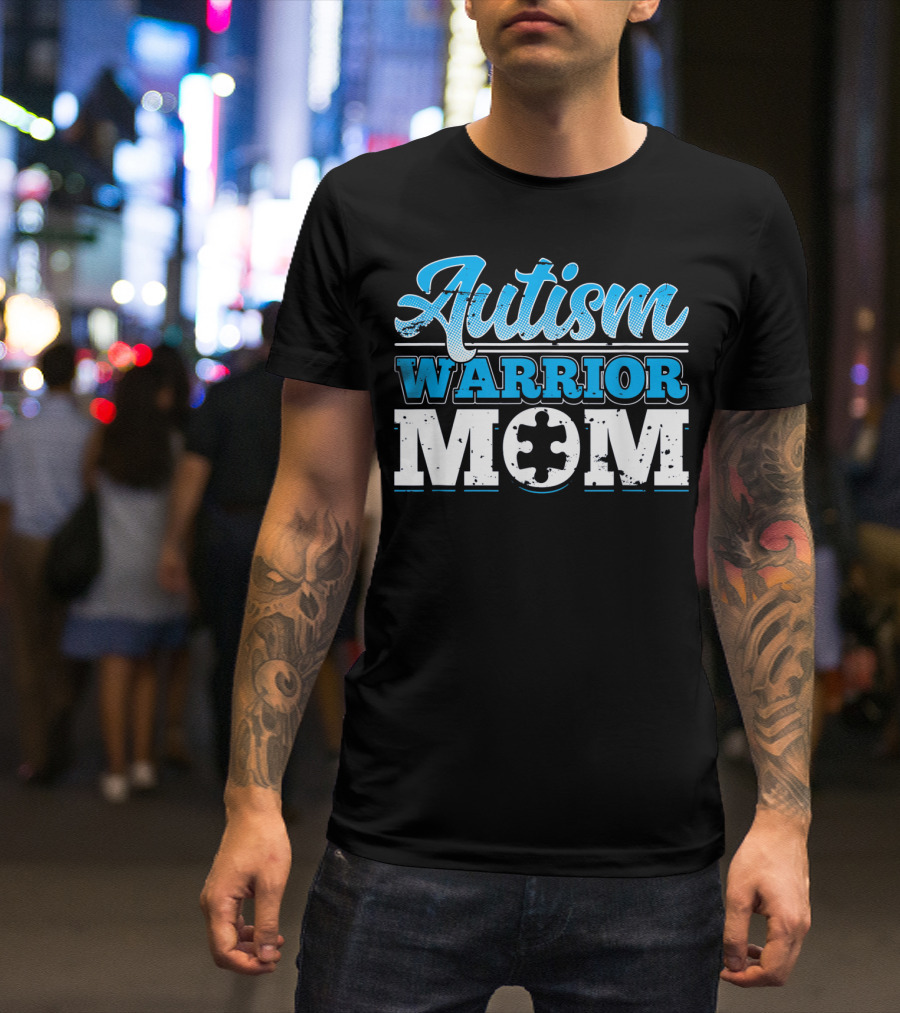 Autism Warrior Mom Awareness Puzzle Piece T-Shirt