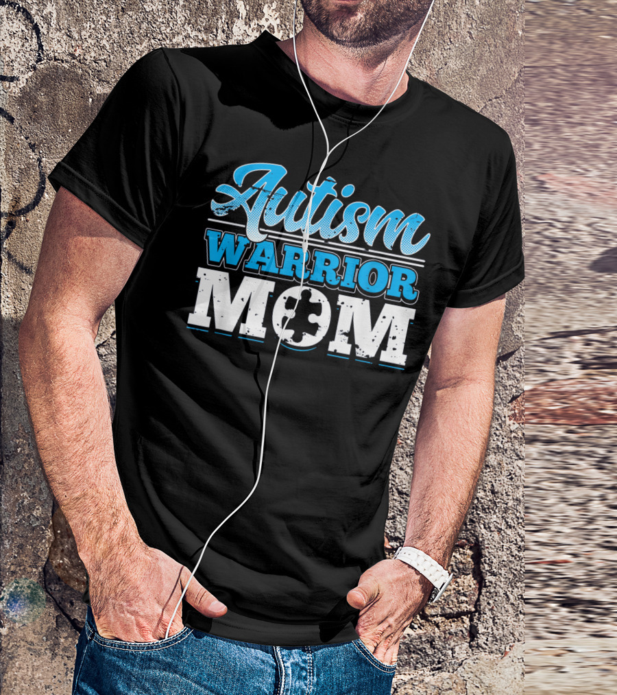 Autism Warrior Mom Awareness Puzzle Piece T-Shirt