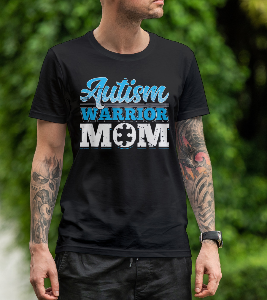 Autism Warrior Mom Awareness Puzzle Piece T-Shirt