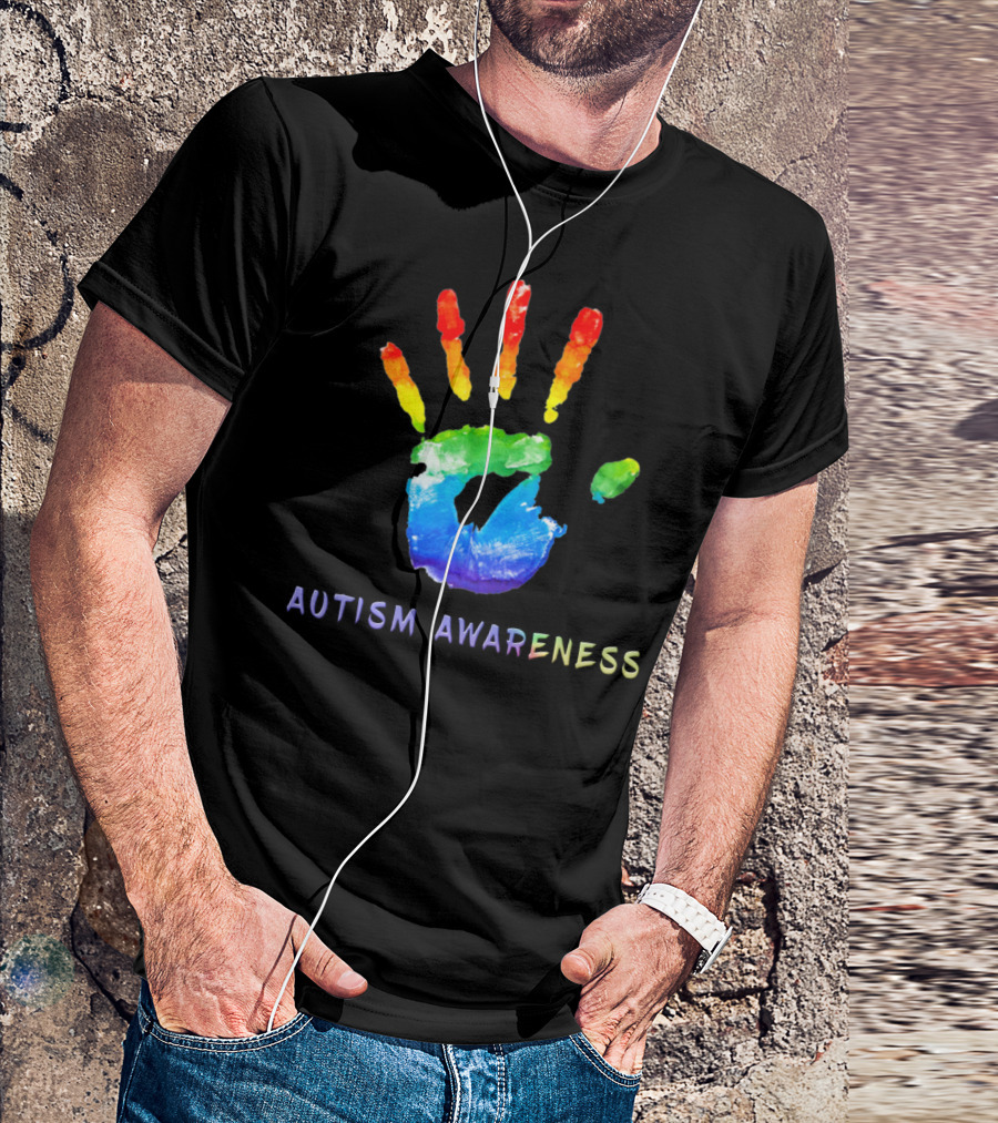 Autism Awareness Colorful Rainbow Handprint T-Shirt