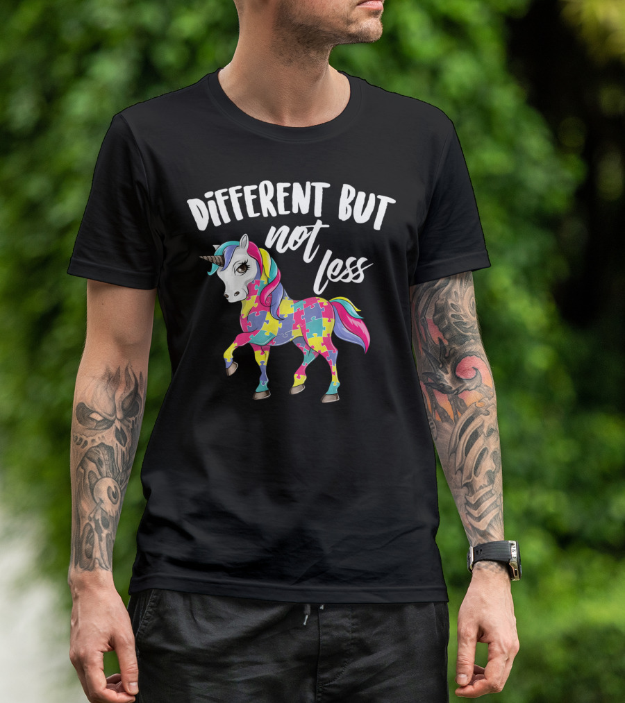 Different But Not Less Unicorn Puzzle Piece T-Shirt