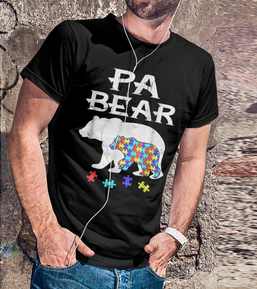 PA Bear With Autism Awareness Puzzle Pieces T-Shirt