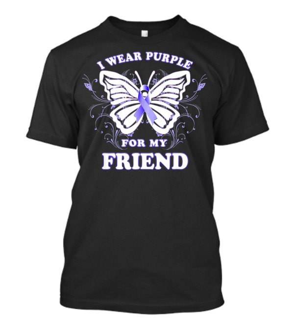 I Wear Purple For My Friend Alzheimer's Awareness Butterfly T-Shirt