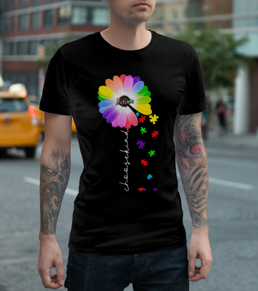 Daisy Flower Autism Choose Kind Puzzle Pieces Awareness T-Shirt