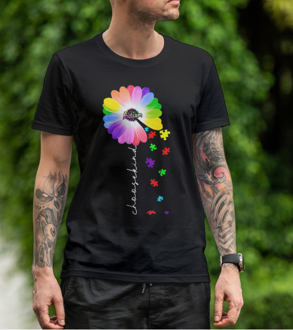 Daisy Flower Autism Choose Kind Puzzle Pieces Awareness T-Shirt