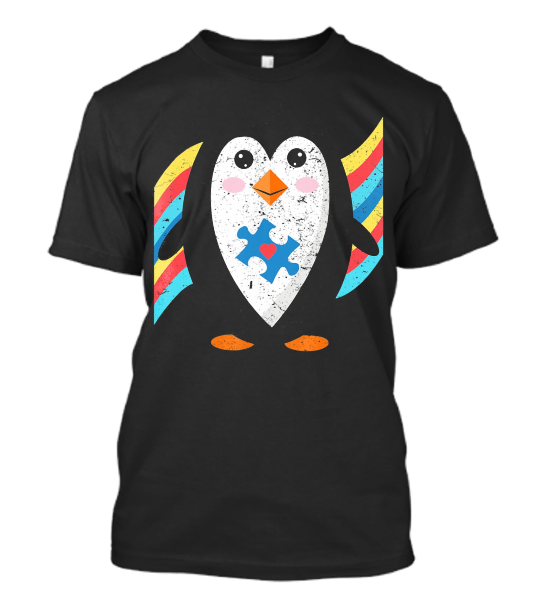 Cute Penguin Autism Awareness Heart Puzzle T-Shirt