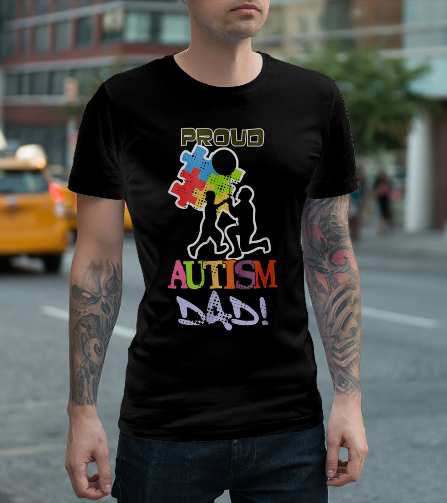 Proud Autism Dad Puzzle Piece Balloon T-Shirt