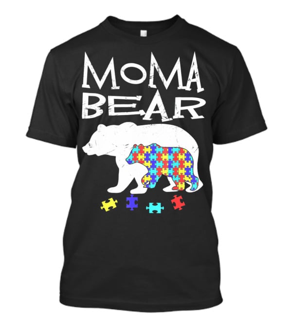 Moma Bear Autism Awareness Puzzle Piece T-Shirt