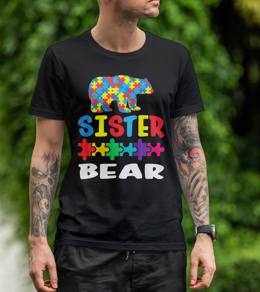 Sister Bear Puzzle Autism Kid T-Shirt