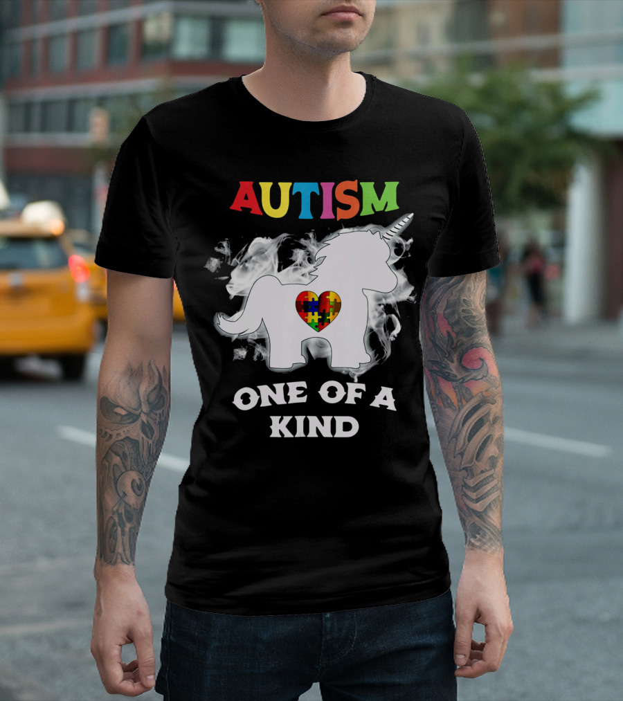 Autism One Of A Kind Unicorn Puzzle Heart T-Shirt