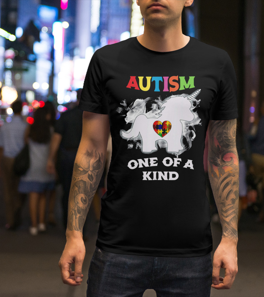 Autism One Of A Kind Unicorn Puzzle Heart T-Shirt