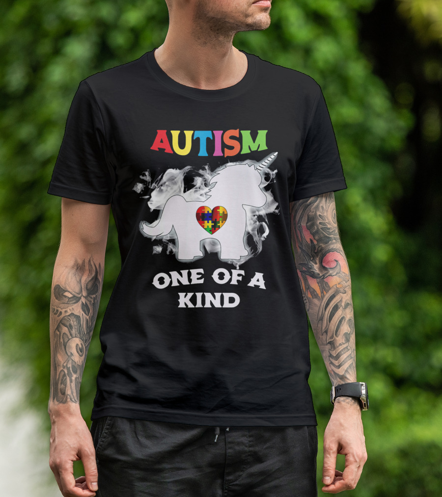Autism One Of A Kind Unicorn Puzzle Heart T-Shirt