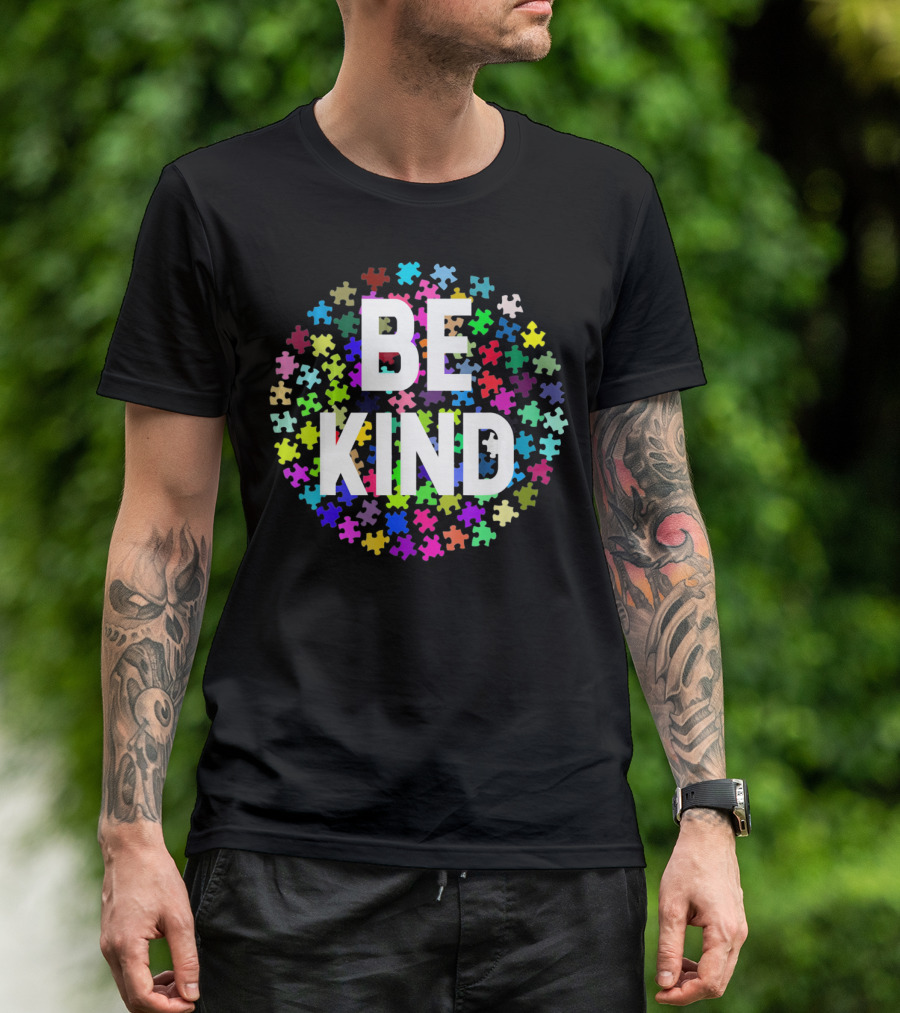 Be Kind Puzzle Pieces Autism Awareness T-Shirt
