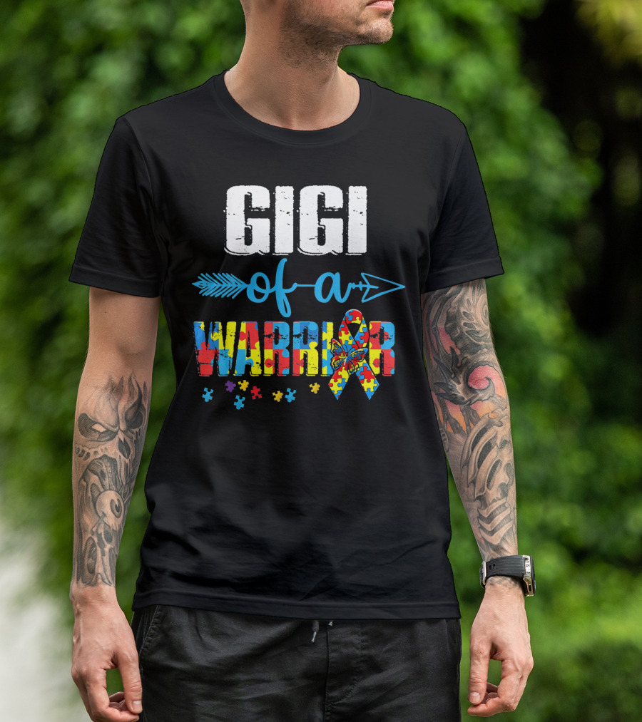 Gigi Of A Warrior Autism Awareness Puzzle T-Shirt