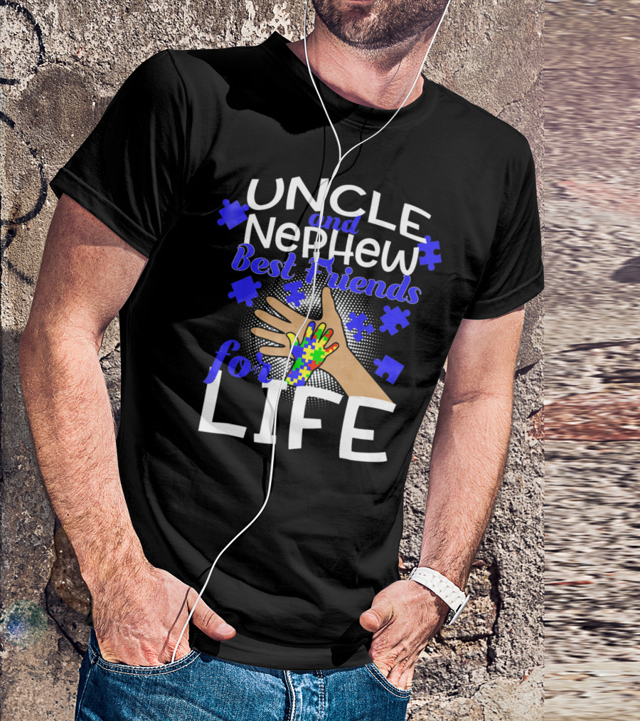 Uncle And Nephew Best Friends For Life Autism Awareness Puzzle Piece T-Shirt