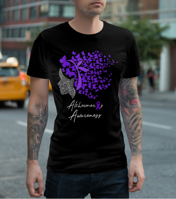Alzheimers Awareness Hope Courage Faith Empowerment Butterfly T-Shirt