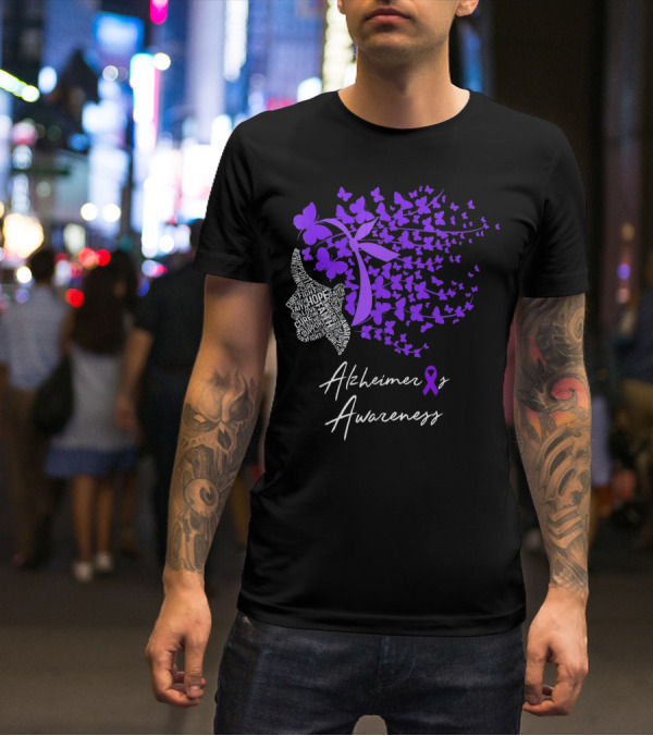 Alzheimers Awareness Hope Courage Faith Empowerment Butterfly T-Shirt