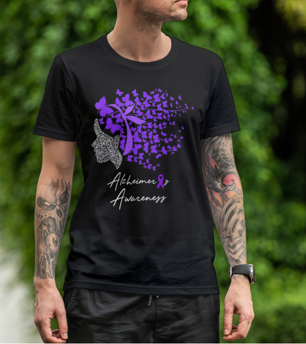 Alzheimers Awareness Hope Courage Faith Empowerment Butterfly T-Shirt