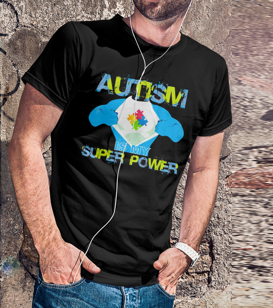 Autism Is My Super Power Puzzle Piece Autism Awareness T-Shirt