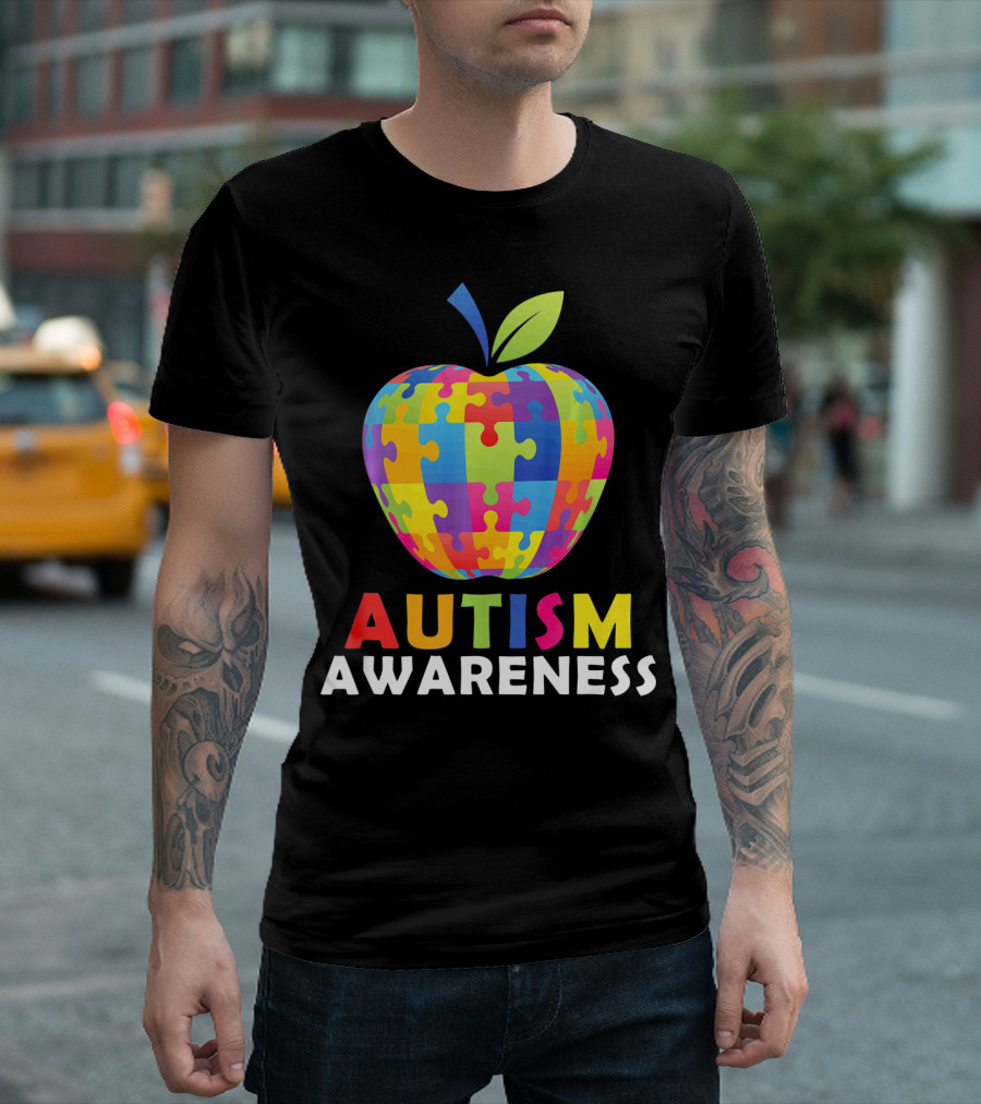 Autism Awareness Puzzle Piece Apple T-Shirt