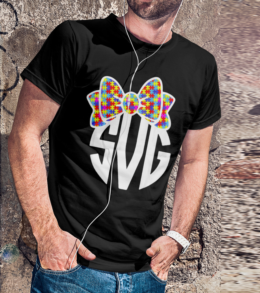 SVG Autism Awareness Puzzle Bow T-Shirt