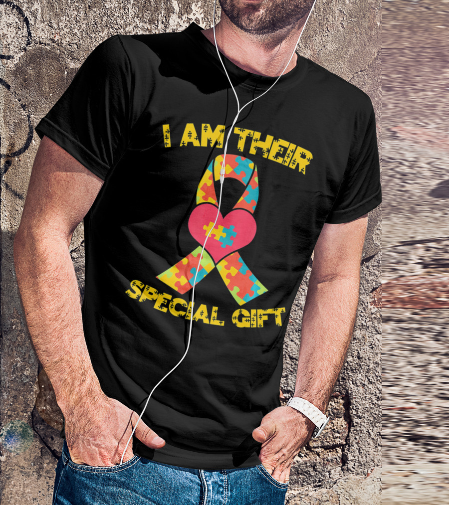 I Am Their Special Gift Autism Awareness Puzzle Ribbon Heart T-Shirt