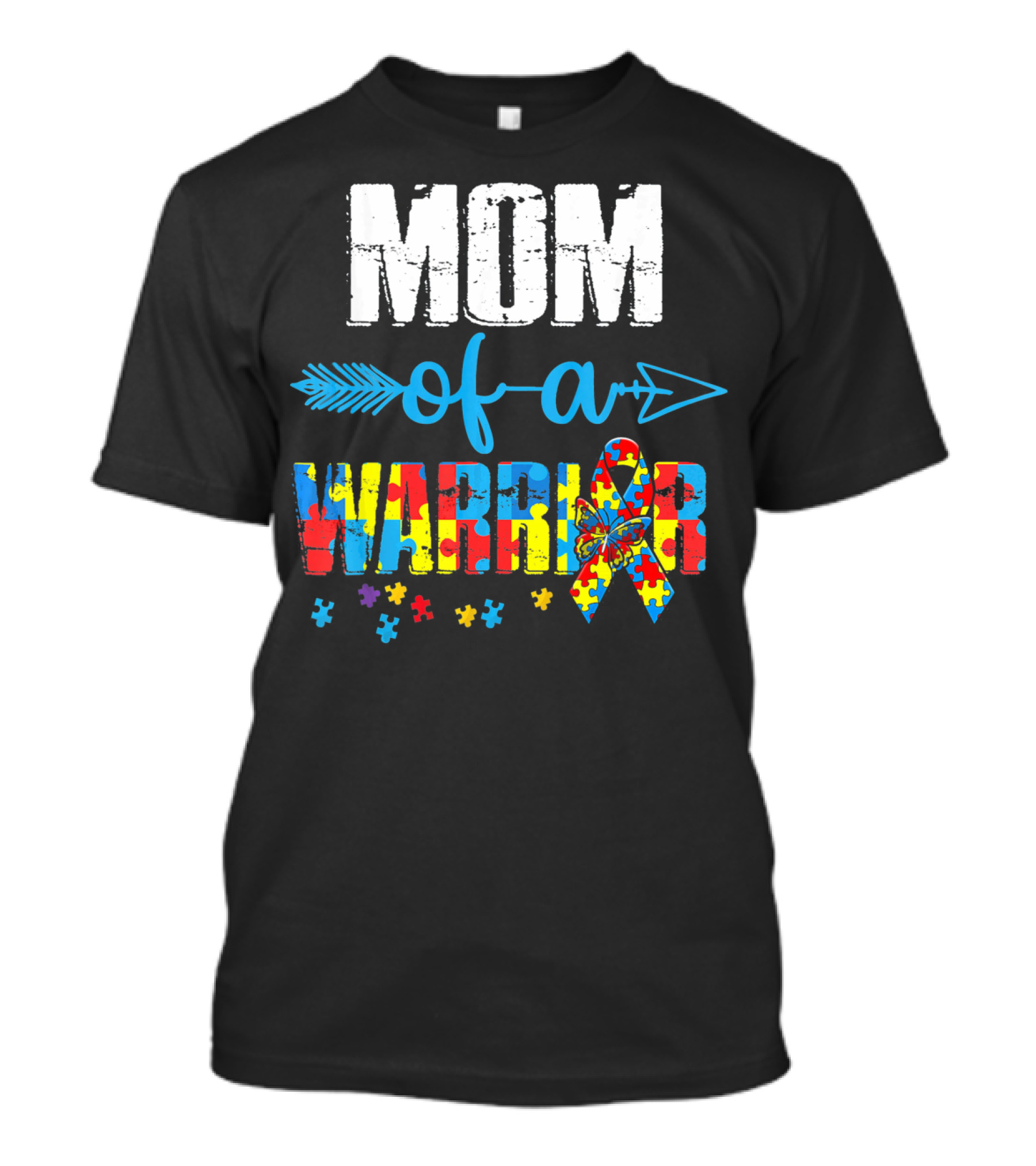 MOM Of A Warrior Autism Awareness Puzzle T-Shirt