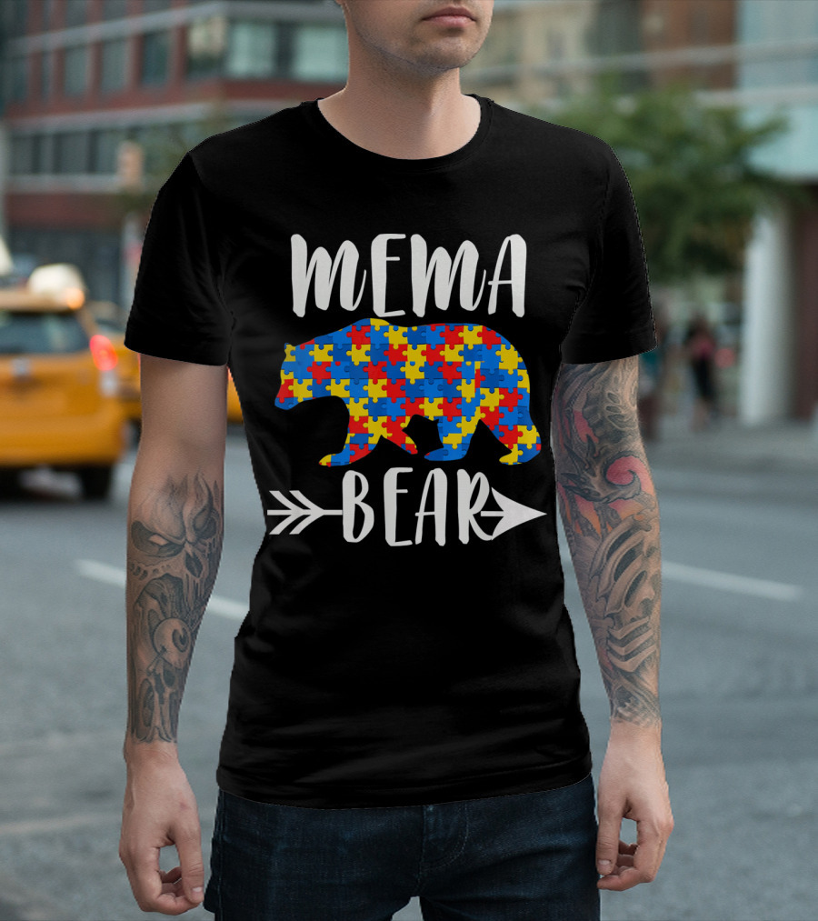 Mema Bear Autism Awareness Puzzle T-Shirt