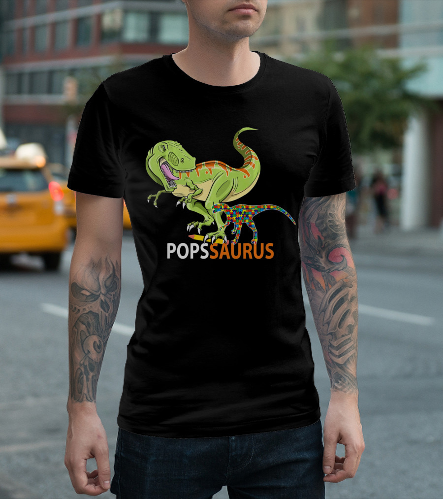 POPS Saurus Auntsaurus Autism Dinosaur Puzzle T-Shirt