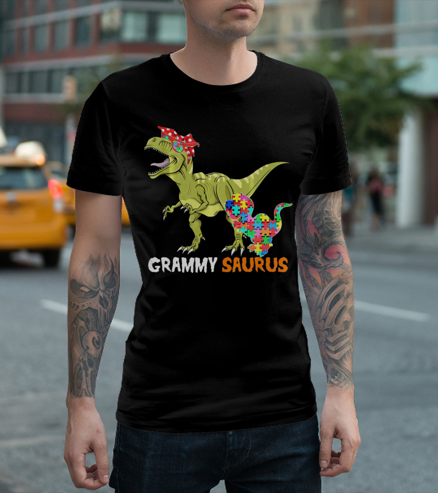 Grammy Saurus Dinosaur Puzzle Piece Hug T-Shirt