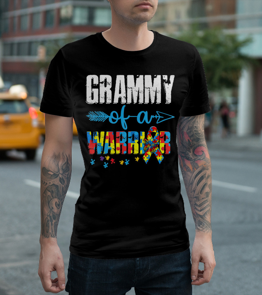 GRAMMY OF A WARRIOR AUTISM AWARENESS PUZZLE PIECE T-Shirt