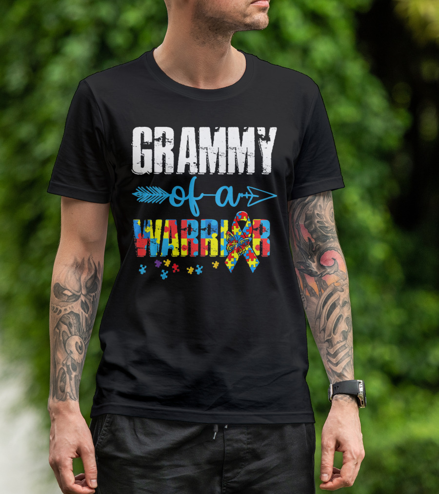 GRAMMY OF A WARRIOR AUTISM AWARENESS PUZZLE PIECE T-Shirt