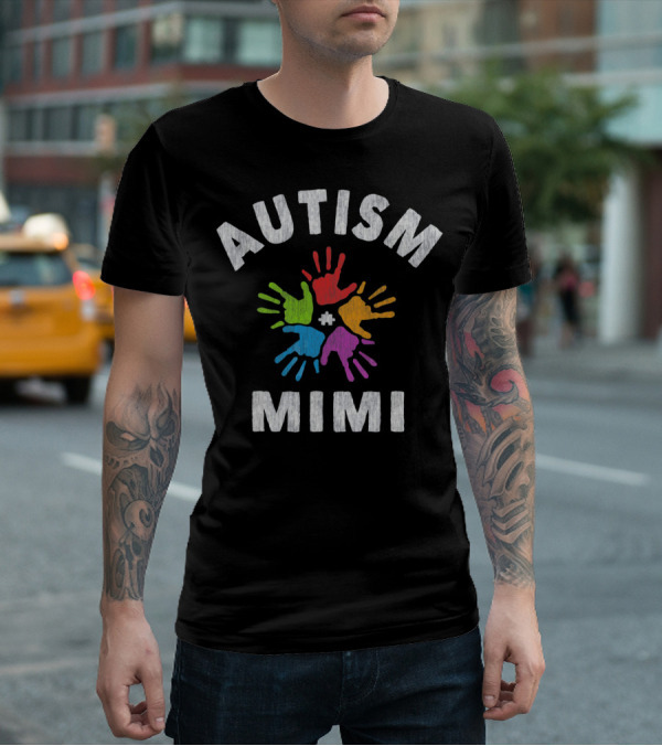 Autism Awareness Autism Mimi Colorful Handprints T-Shirt
