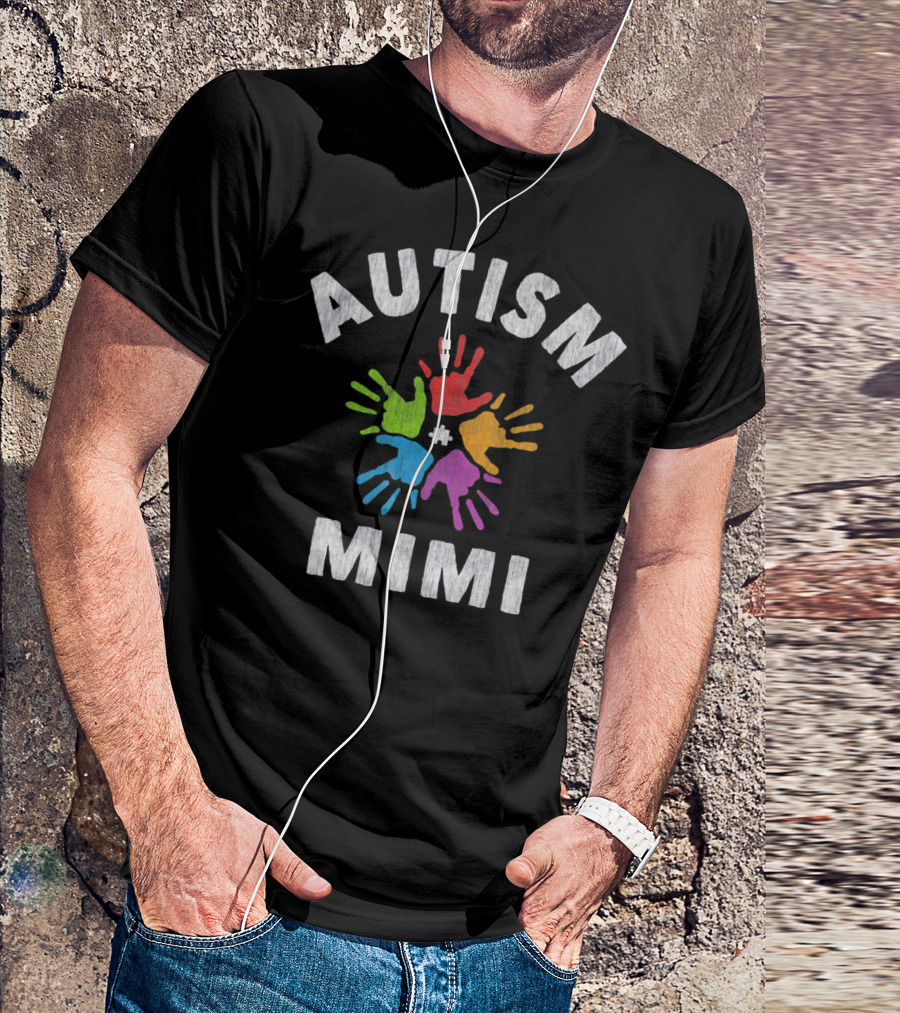 Autism Awareness Autism Mimi Colorful Handprints T-Shirt