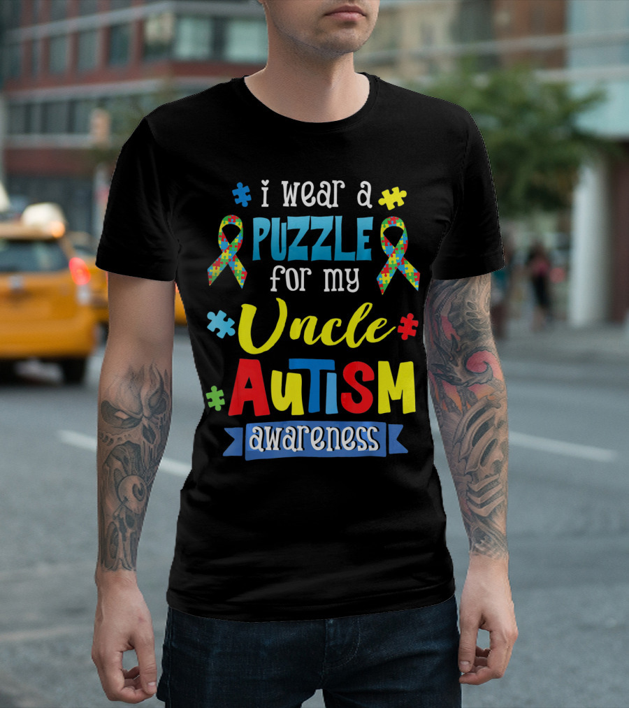 i Wear a Puzzle for My Uncle Autism Awareness T-Shirt