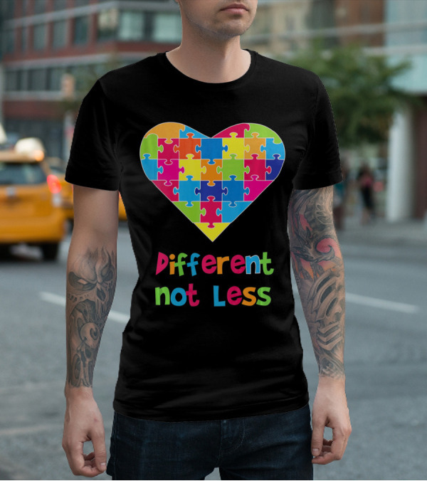 Different Not Less Autism Awareness Heart Puzzle T-Shirt
