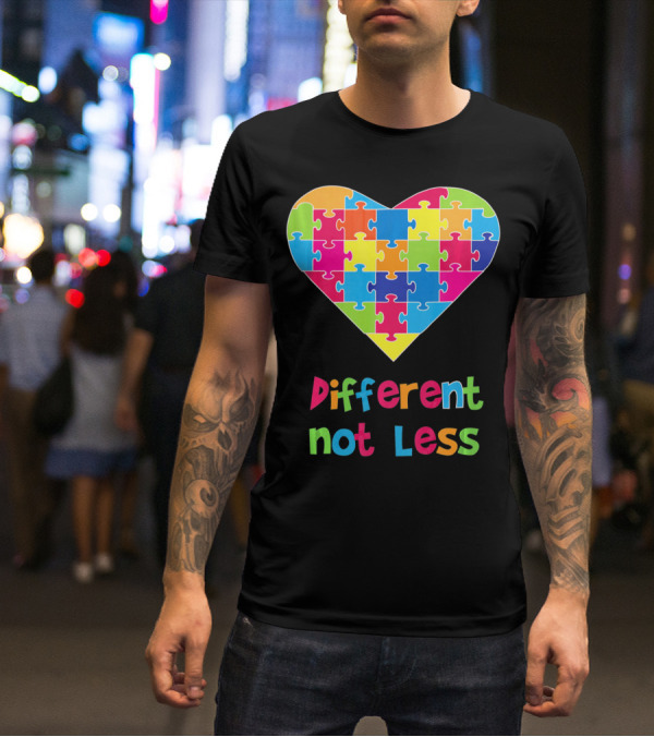 Different Not Less Autism Awareness Heart Puzzle T-Shirt