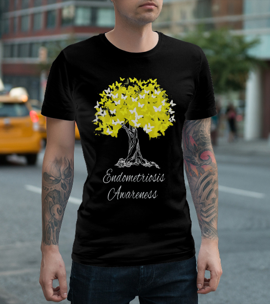 Endometriosis Awareness Butterfly Tree T-Shirt