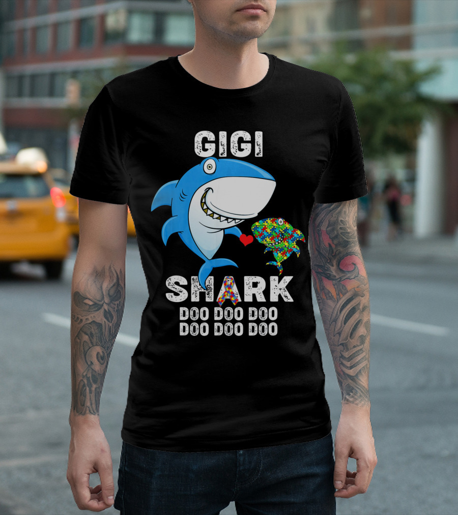Gigi Shark Autism Awareness Doo Doo Doo Doo Doo Doo T-Shirt