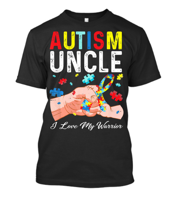 Autism Uncle I Love My Warrior Autism Awareness Puzzle T-Shirt
