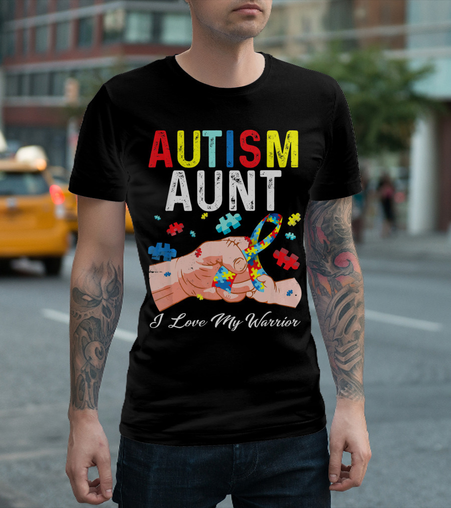 AUTISM AUNT I Love My Warrior Puzzle T-Shirt